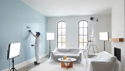 Interior house painters in Birmingham, AL painting a home with clean, professional wall coverage